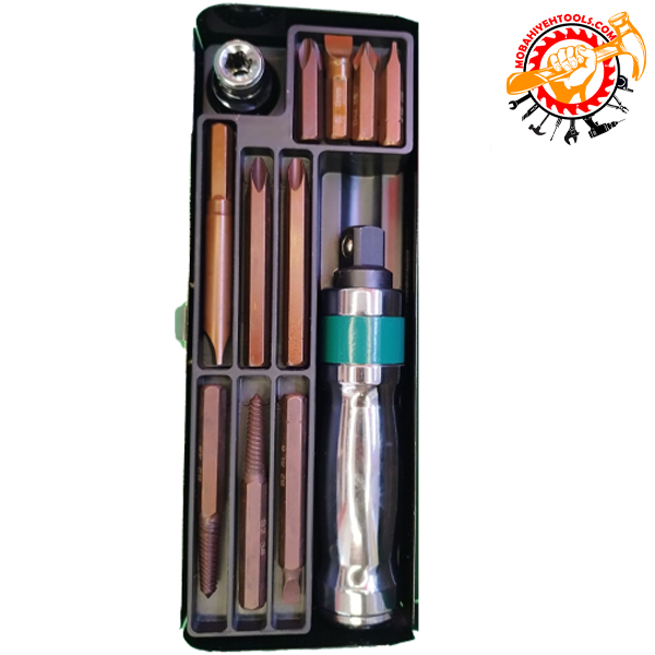 پیچ گوشتی تقه ای 12 پارچه به همراه قلاویز چپ گرد جنس S2 لیتو LITUO